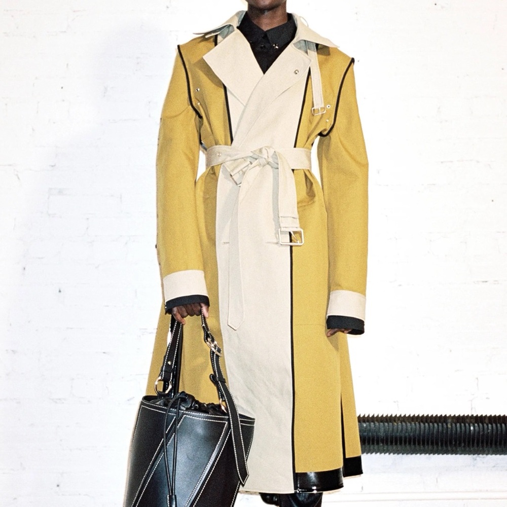 Proenza Schouler Two-Tone Yellow and Cream Trench Coat